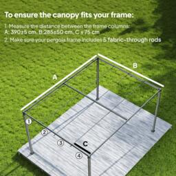 Rackhams 3.9 x 3.5 m Pergola Canopy Only for 4 x 3 m Pergola - 392 - 350 - Khaki - thumbnail 5