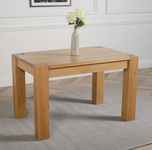Rackhams Kuba Chunky Solid Oak Dining Table - 125cm - Brown - Matte Laquer - 1 - image 1