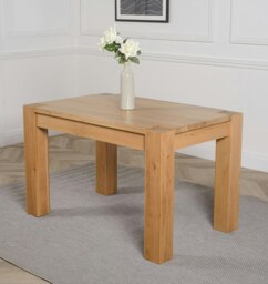 Rackhams Kuba Chunky Solid Oak Dining Table - 125cm - Brown - Matte Laquer - 1 - thumbnail 3