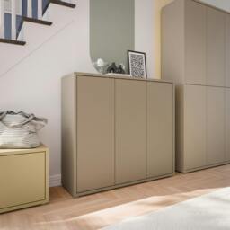 Rackhams Alice Springs Shoe Cabinet with 3 Doors Push-to-Open in Taupe - Matt - Standard - Taupe - thumbnail 6