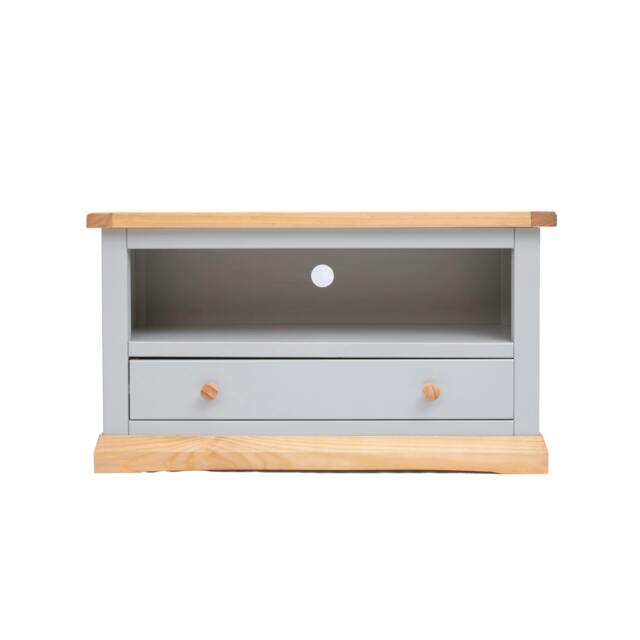 Rackhams Bomporto Light Grey 1 Drawer TV Cabinet Wood Knob - Light Grey - image 1