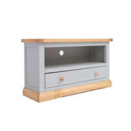 Rackhams Bomporto Light Grey 1 Drawer TV Cabinet Wood Knob - Light Grey - thumbnail 2