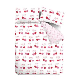 Rackhams Cherries and Bows Reversible Duvet Cover Set Pink - Double - Pink - thumbnail 5