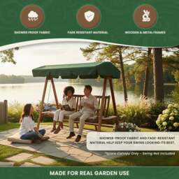 Rackhams Spare Canopy for 2 Seater Garden Swing Seat or Hammock in Choice of Colours, 180gsm Polyester Shower-Proof Replacement Cover - Black - thumbnail 6