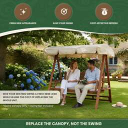 Rackhams Spare Canopy for 2 Seater Garden Swing Seat or Hammock in Choice of Colours, 180gsm Polyester Shower-Proof Replacement Cover - Black - thumbnail 4