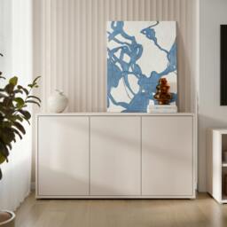 Rackhams Alice Springs 3 Door Sideboard with Push-to-Open Doors and Drawer in Sand - W 154.2 X  H 76.3 X  D 41.5cm - Sand - 1 - thumbnail 1