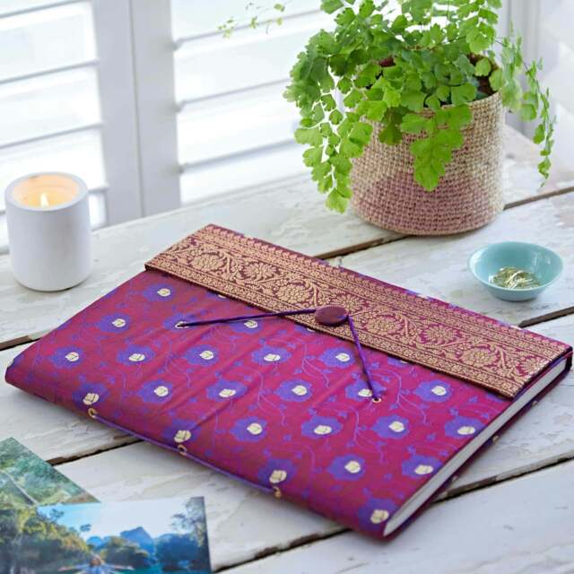 Rackhams Extra Large Sari Fabric Photo Album - Purple - image 1