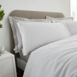 Rackhams Seersucker Woven Stripe 180 Thread Count Cotton Duvet Cover Set Grey - King - Grey - thumbnail 2