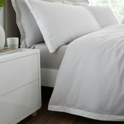 Rackhams Seersucker Woven Stripe 180 Thread Count Cotton Duvet Cover Set Grey - King - Grey - thumbnail 4