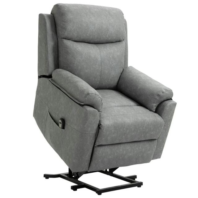 Rackhams Faux Leather 70° Electric Riser Recliner Chair - Grey - image 1