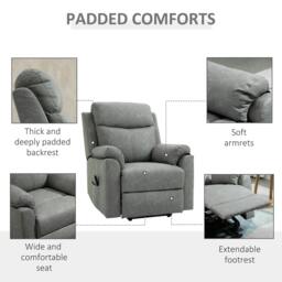 Rackhams Faux Leather 70° Electric Riser Recliner Chair - Grey - thumbnail 6