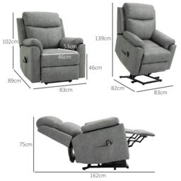 Rackhams Faux Leather 70° Electric Riser Recliner Chair - Grey - thumbnail 3