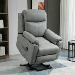 Rackhams Faux Leather 70° Electric Riser Recliner Chair - Grey - thumbnail 2