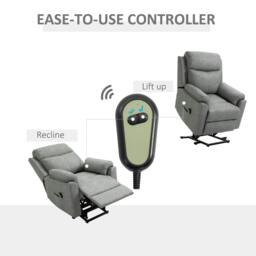 Rackhams Faux Leather 70° Electric Riser Recliner Chair - Grey - thumbnail 5