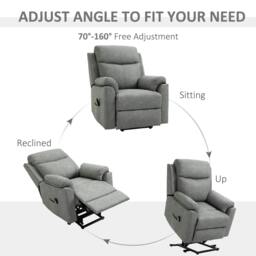 Rackhams Faux Leather 70° Electric Riser Recliner Chair - Grey - thumbnail 4