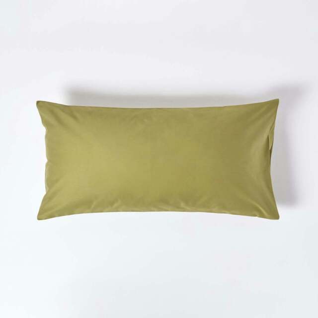 Rackhams Premium 1000 TC Egyptian Cotton Sateen Weave Housewife Pillowcase, King Size - Olive Green - image 1