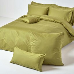 Rackhams Premium 1000 TC Egyptian Cotton Sateen Weave Housewife Pillowcase, King Size - Olive Green - thumbnail 6