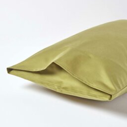 Rackhams Premium 1000 TC Egyptian Cotton Sateen Weave Housewife Pillowcase, King Size - Olive Green - thumbnail 4