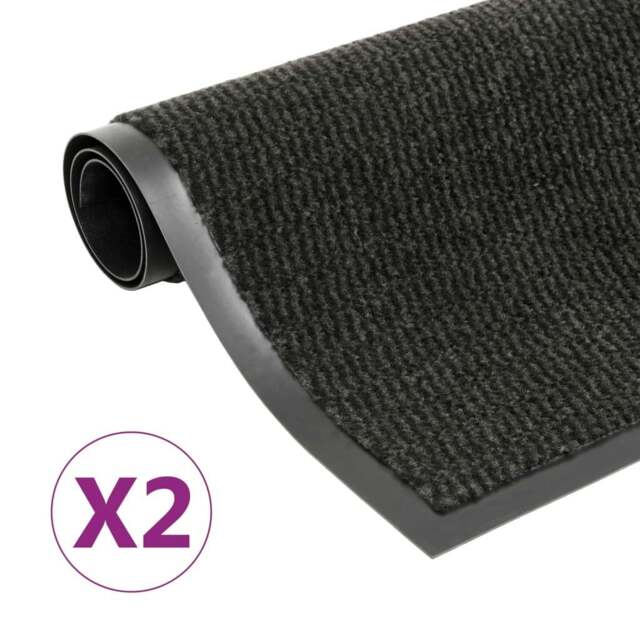 Rackhams Dust Control Mats 2 pcs Rectangular Tufted 90x150 cm Black