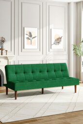 Rackhams Dark Green Contemporary Convertible Sofa Bed - Dark Green