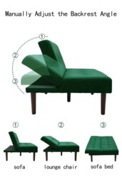 Rackhams Dark Green Contemporary Convertible Sofa Bed - Dark Green - thumbnail 4