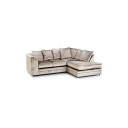 Rackhams Dylan Crushed Velvet 4 Seater Fabric Corner Sofa in Mink - Right Hand Corner