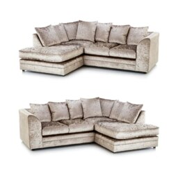 Rackhams Dylan Crushed Velvet 4 Seater Fabric Corner Sofa in Mink - Right Hand Corner - thumbnail 2