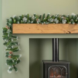 Rackhams 270cm x 25cm Frosted Glacier Christmas Garland with Pine Cones - thumbnail 3