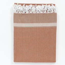 Rackhams Tuana Cotton Hammam Towel - Burnt Orange with White Stripes - thumbnail 1