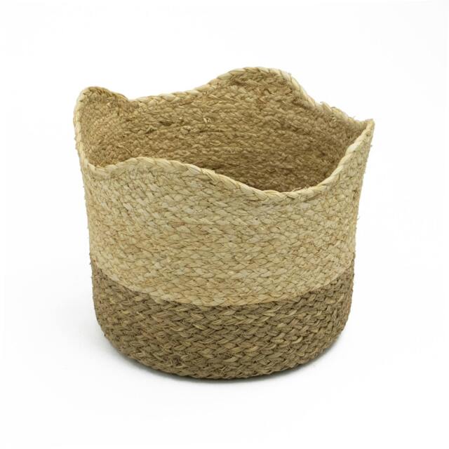 Rackhams Palma Natural Scalloped Woven Storage Basket for Stylish Home Organisation - image 1