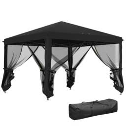 Rackhams Heavy Duty Pop Up Gazebo with Removable Mesh Sidewall Black - Khaki - thumbnail 3