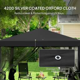 Rackhams Heavy Duty Pop Up Gazebo with Removable Mesh Sidewall Black - Khaki - thumbnail 5