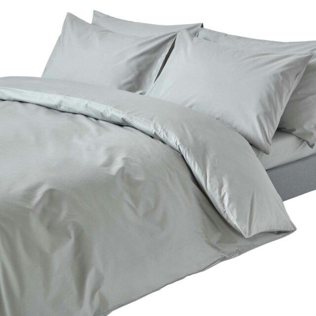 Rackhams Crisp & Cool 200 TC Egyptian Cotton Percale Duvet Cover Set - King - Silver Grey - image 1