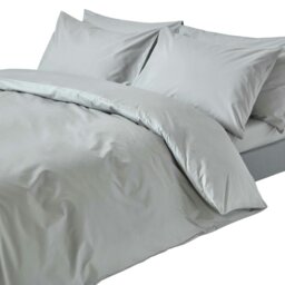 Rackhams Crisp & Cool 200 TC Egyptian Cotton Percale Duvet Cover Set - King - Silver Grey - thumbnail 1