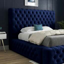 Rackhams Grand Milan Pleated Upholstery Bed Frame - Blue - Blue - Small single - thumbnail 2