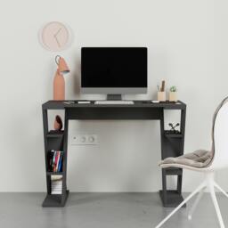 Rackhams Modern Papillon 106cm Working Desk Particleboard 3 Mini Shelves, Cross Design Legs H75xW106cm - Anthracite Grey