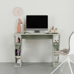 Rackhams Modern Papillon 106cm Working Desk Particleboard 3 Mini Shelves, Cross Design Legs H75xW106cm - Anthracite Grey - thumbnail 6
