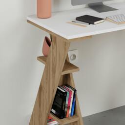 Rackhams Modern Papillon 106cm Working Desk Particleboard 3 Mini Shelves, Cross Design Legs H75xW106cm - Anthracite Grey - thumbnail 5