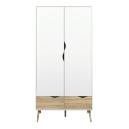 Rackhams Oslo Wardrobe 2 Doors 2 Drawers in White and Oak - White - Malemine - 1 - thumbnail 2