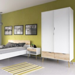 Rackhams Oslo Wardrobe 2 Doors 2 Drawers in White and Oak - White - Malemine - 1 - thumbnail 6