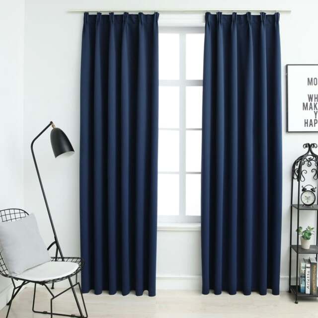 Rackhams Blackout Curtains with Hooks 2 pcs Blue 140x175 cm - image 1