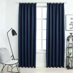 Rackhams Blackout Curtains with Hooks 2 pcs Blue 140x175 cm - thumbnail 1