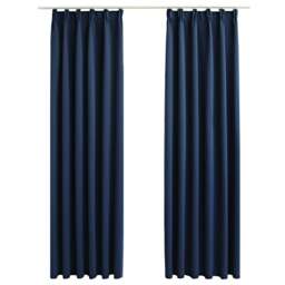 Rackhams Blackout Curtains with Hooks 2 pcs Blue 140x175 cm - thumbnail 2