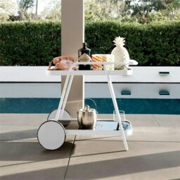Rackhams Novogratz barbie Outdoor Bar Cart with Wheels White - thumbnail 4