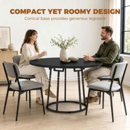 Rackhams Round Dining Table for 4-6 Space Saving 120 cm - Black - thumbnail 5