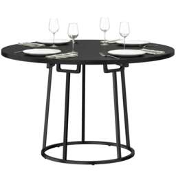 Rackhams Round Dining Table for 4-6 Space Saving 120 cm - Black - thumbnail 2