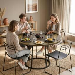 Rackhams Round Dining Table for 4-6 Space Saving 120 cm - Black - thumbnail 6