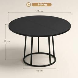 Rackhams Round Dining Table for 4-6 Space Saving 120 cm - Black - thumbnail 3