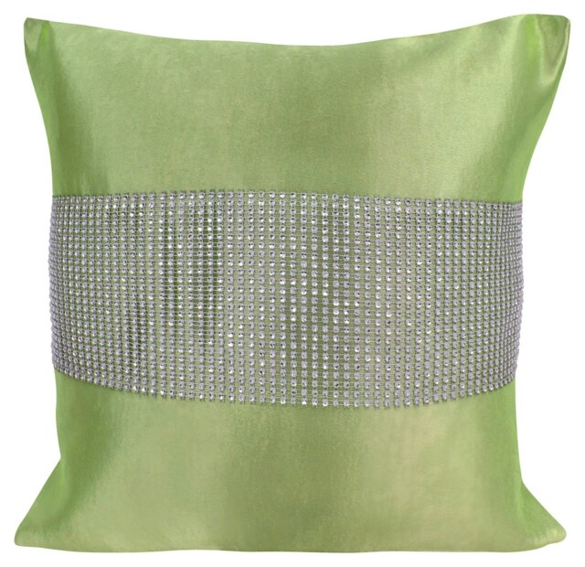 Rackhams Matte Finish With Diamante Detail Scatter Cushion - 43cm x 43cm - Green - image 1