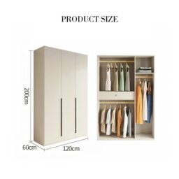 Rackhams Petrov Wooden Wardrobe - Cream - 200 x 60 x 200cm - thumbnail 4